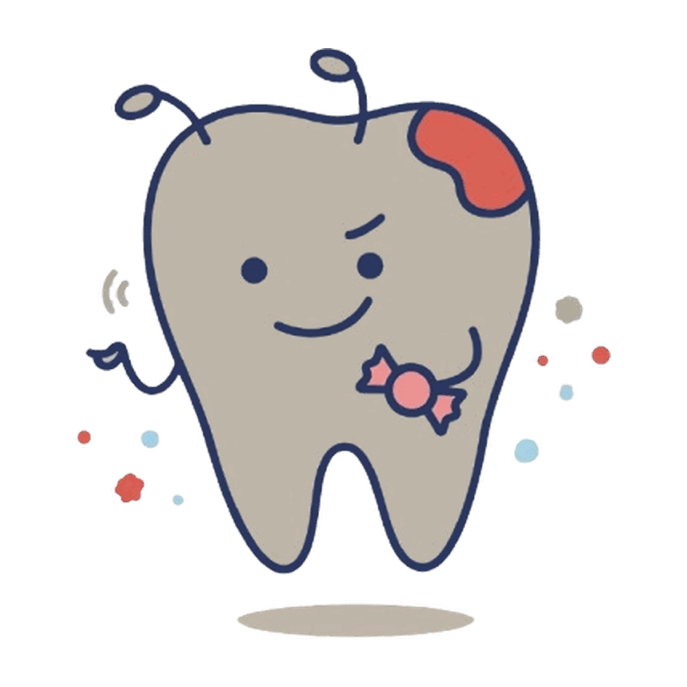 虫歯になった歯のキャラクターのイラスト素材
