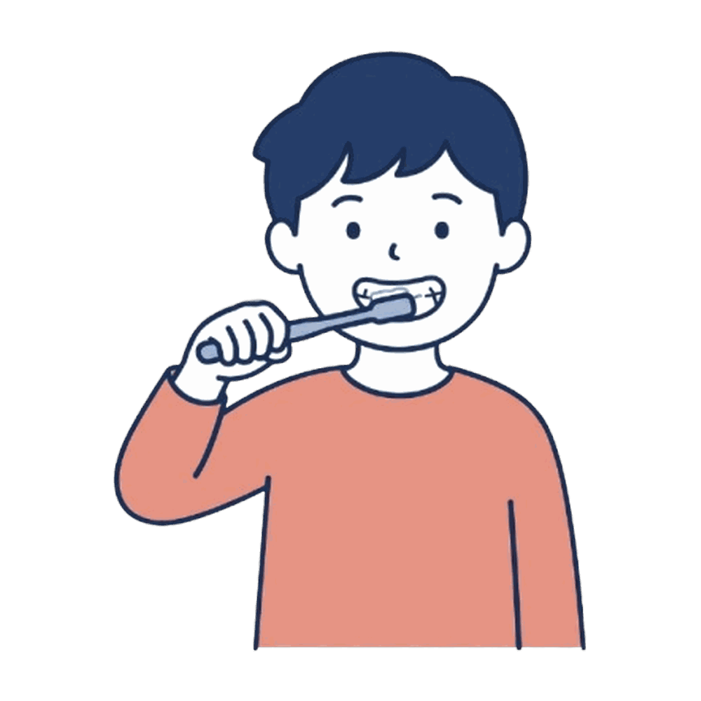 歯みがきをする男の子のイラスト素材