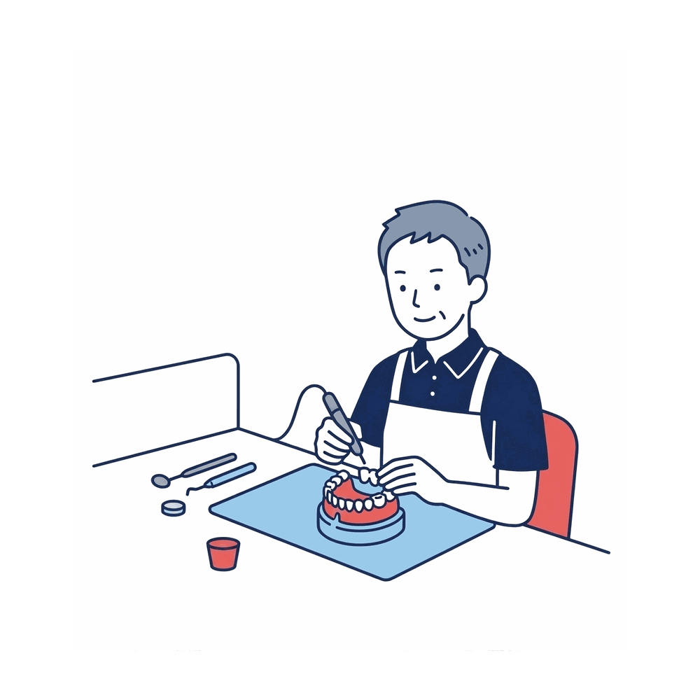 作業をする歯科技工士のイラスト素材
