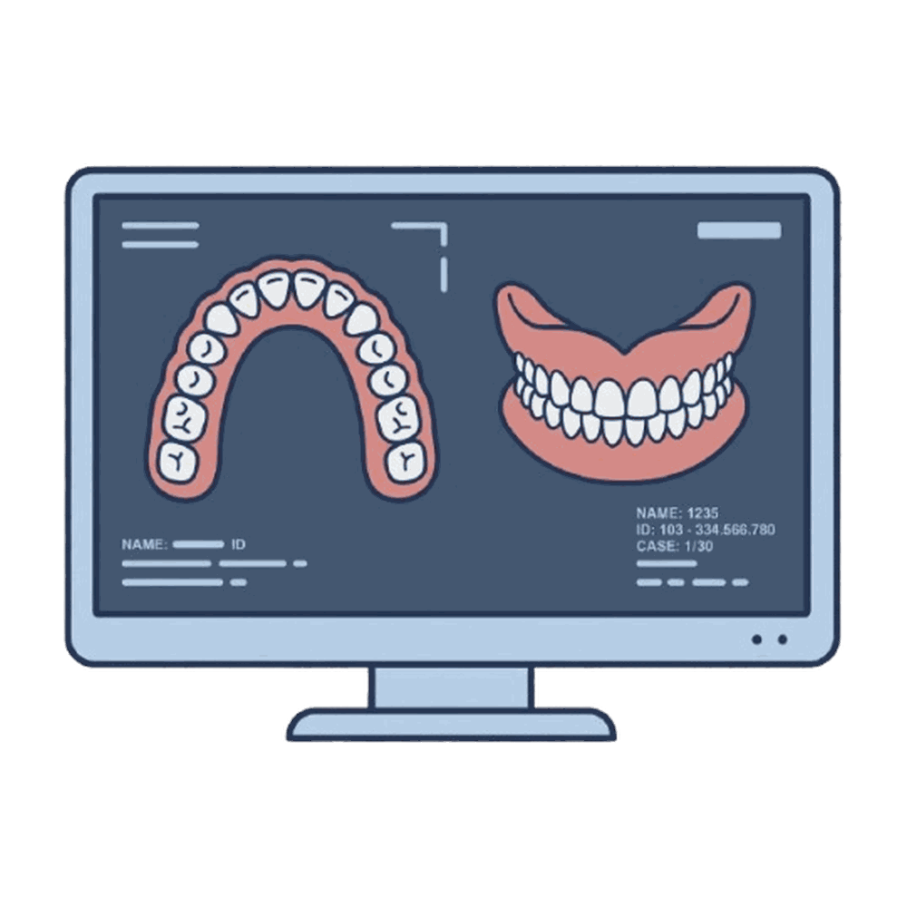 歯型データを表示したモニター画面のイラスト素材