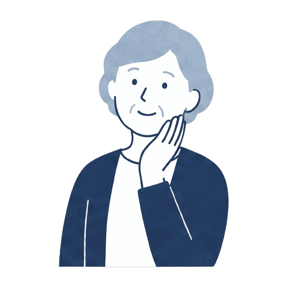 頬を押さえる高齢女性のイラスト素材