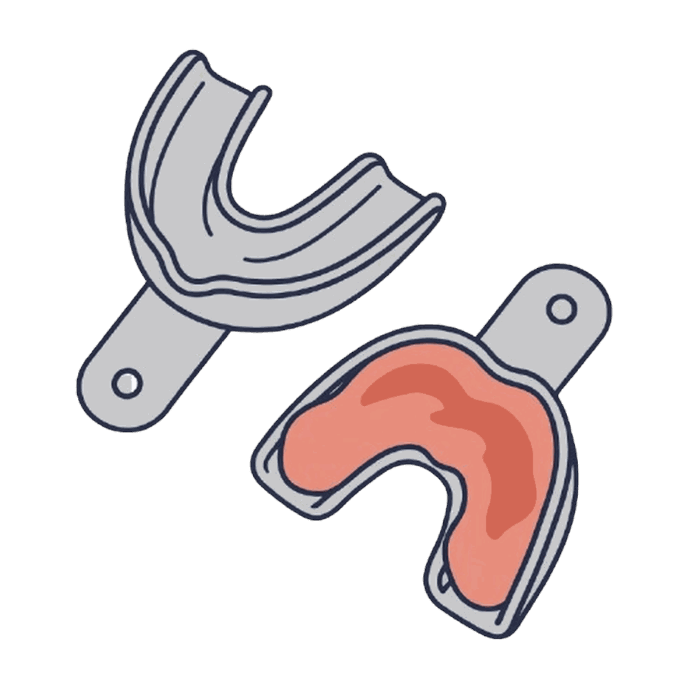 印象材をのせた印象トレーのイラスト素材