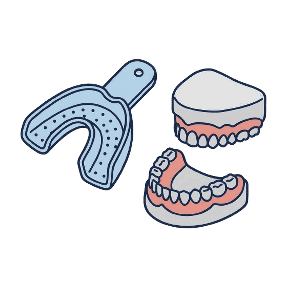 印象トレーと歯型(義歯)のイラスト素材