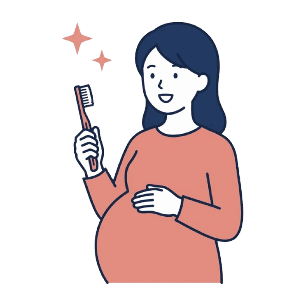 歯みがきをする妊婦（マタニティ歯科）のイラスト素材