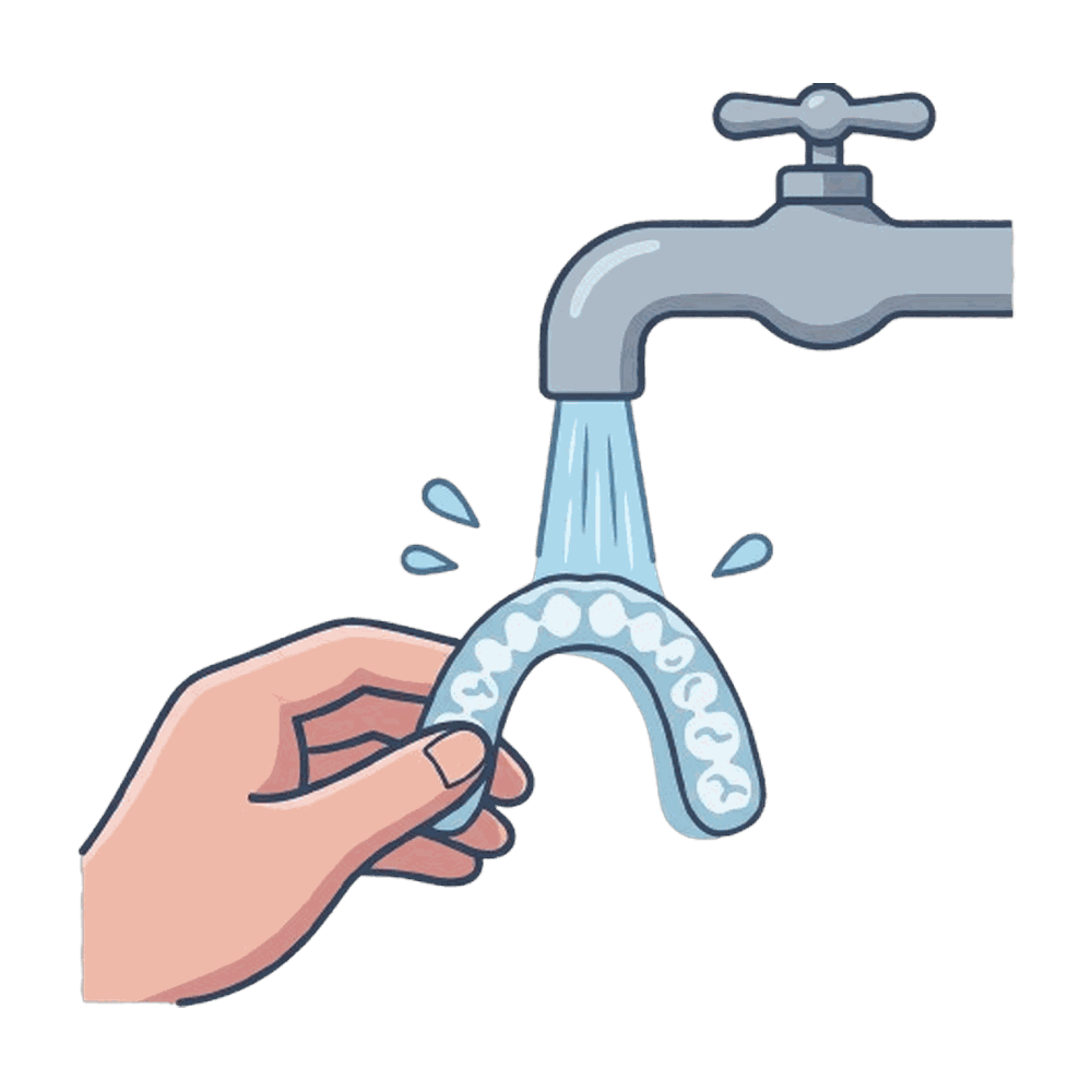 マウスピースを流水で洗うイラスト素材