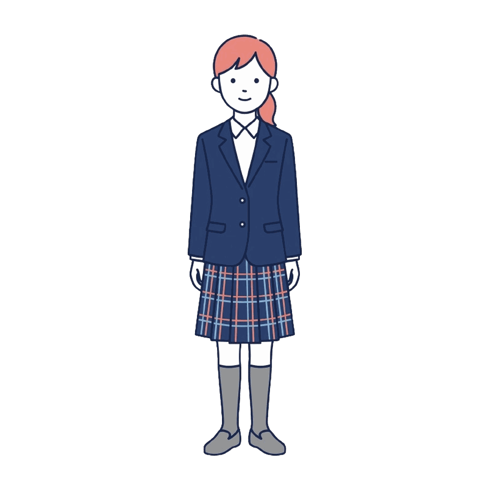 制服を着た女子学生（全身）のイラスト素材