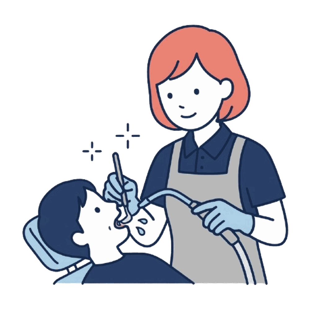 歯のクリーニングを受ける患者のイラスト素材