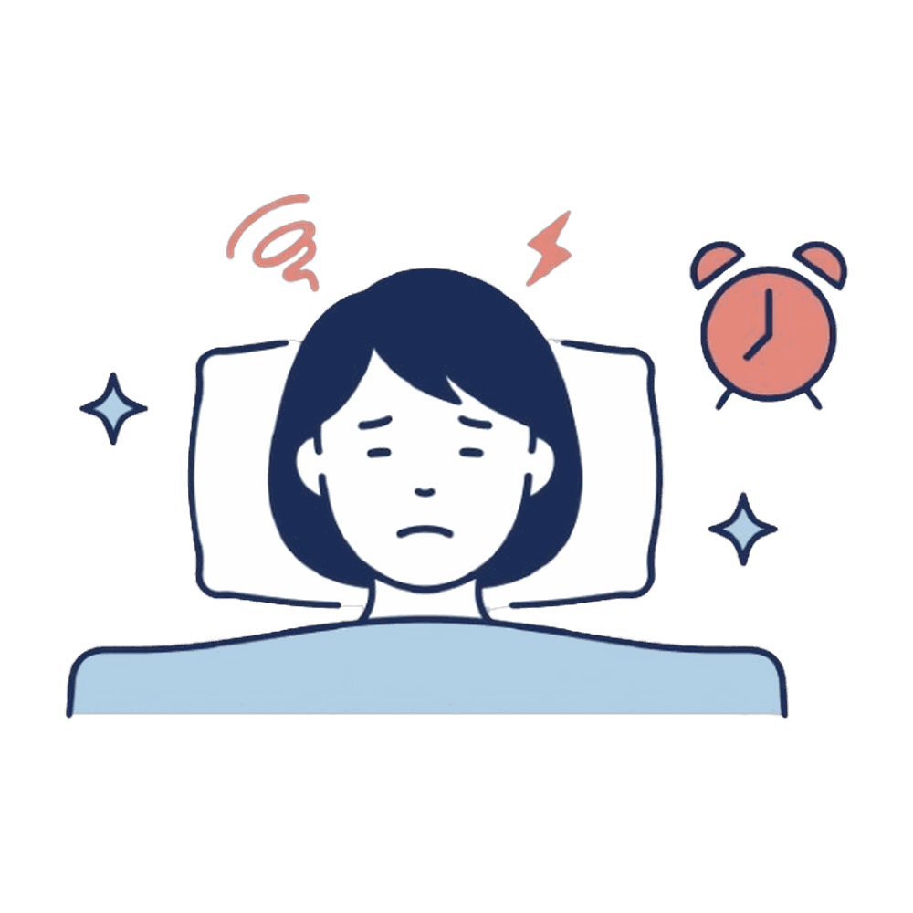 夜に眠れず不調な女性のイラスト素材