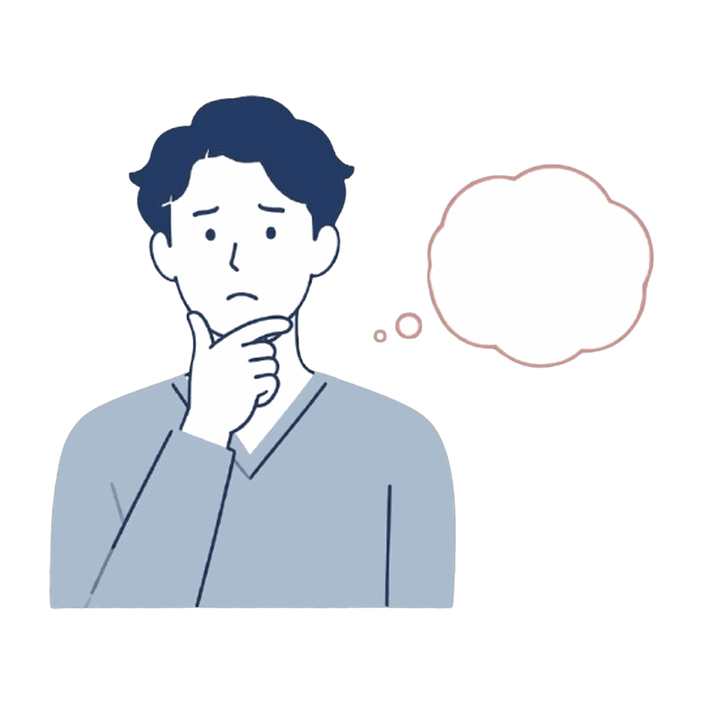 考えごとをして悩む男性のイラスト素材