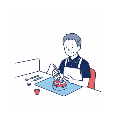 作業をする歯科技工士のイラスト素材