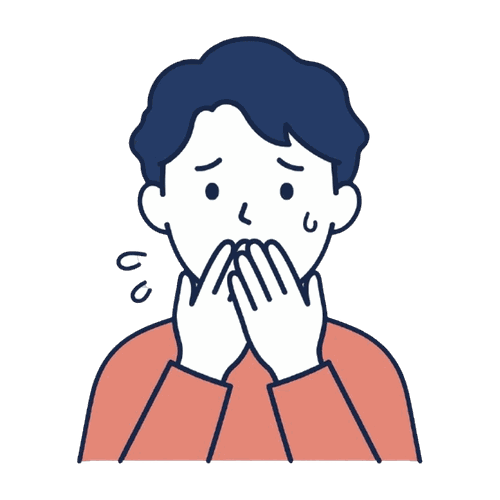 口元を押さえる男性（口臭外来）のイラスト素材