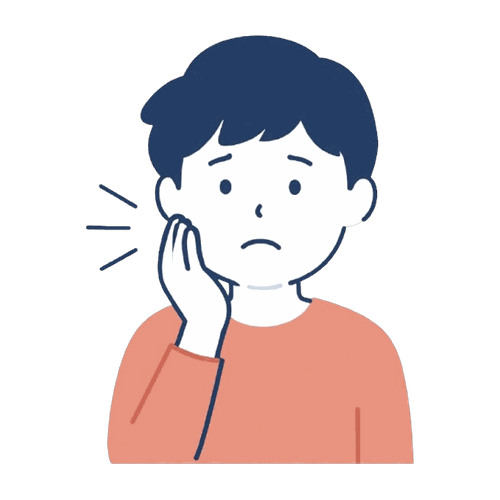 頬を押さえて歯の痛みを訴える男性のイラスト素材