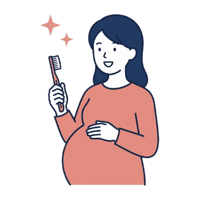 歯みがきをする妊婦（マタニティ歯科）のイラスト素材