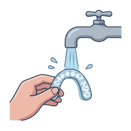 マウスピースを流水で洗うイラスト素材