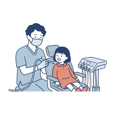 子どもの歯科診療の風景のイラスト素材