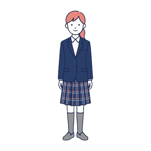制服を着た女子学生（全身）のイラスト素材