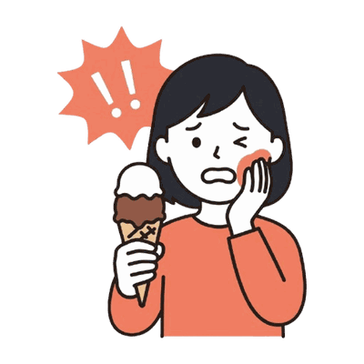 冷たいもので歯がしみる女性のイラスト素材